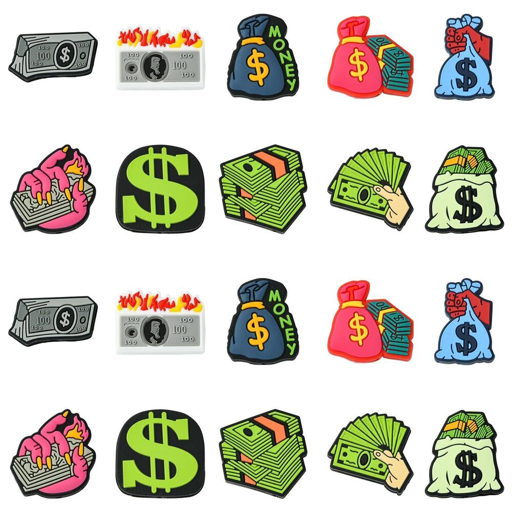 1926 20 Pcs 10 Styles Money Theme Focal Silicone Beads Dollar Sign Silicone